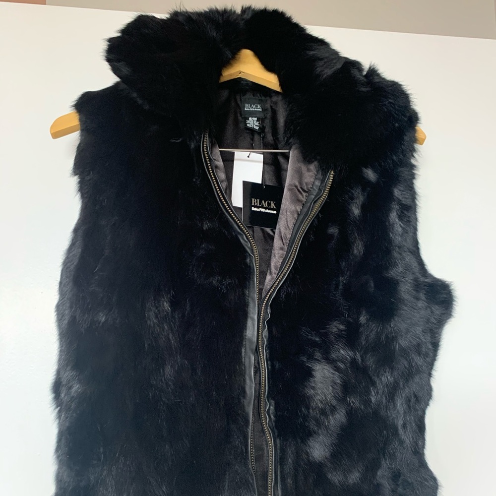 black saks fifth avenue Rabbit Fur Vest S/M
